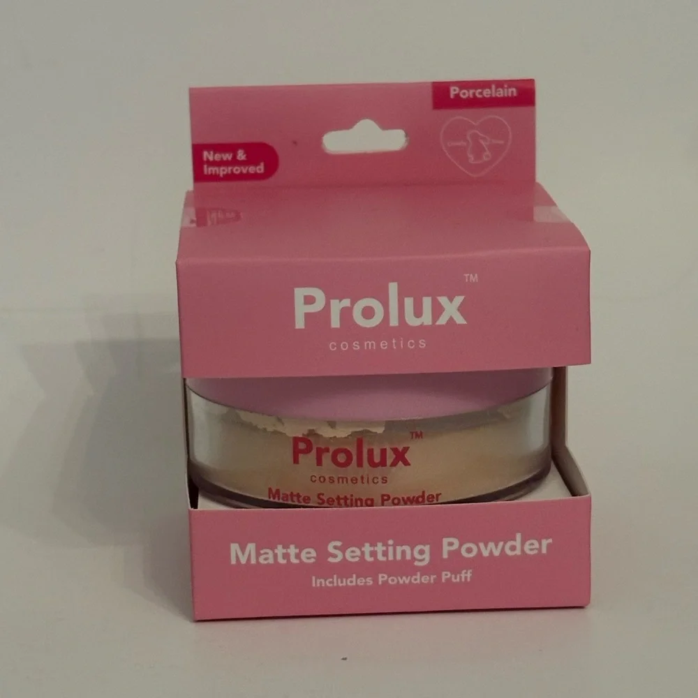 Prolux Matte Setting Powder Porcelain Pink NEW In Box With Puff Full Size OS